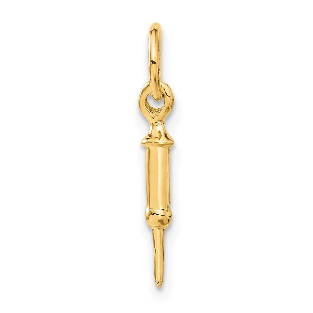14k Yellow Gold 5 mm Doctors Syringe Charm (0.42 grams)