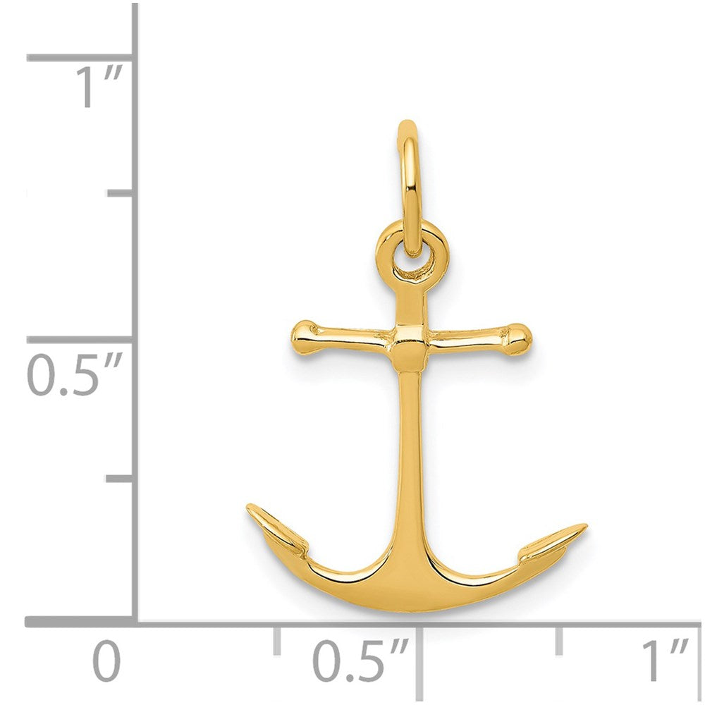 14k Yellow Gold 15 mm 3D Anchor Charm (0.57 grams)