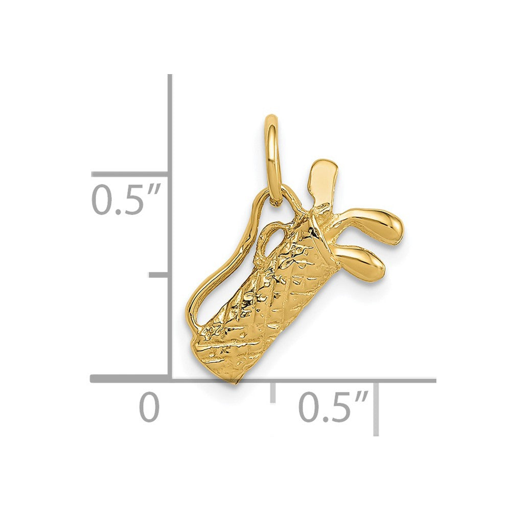 14k Yellow Gold 9 mm 3-D Golf Bag Charm (1.27 grams)