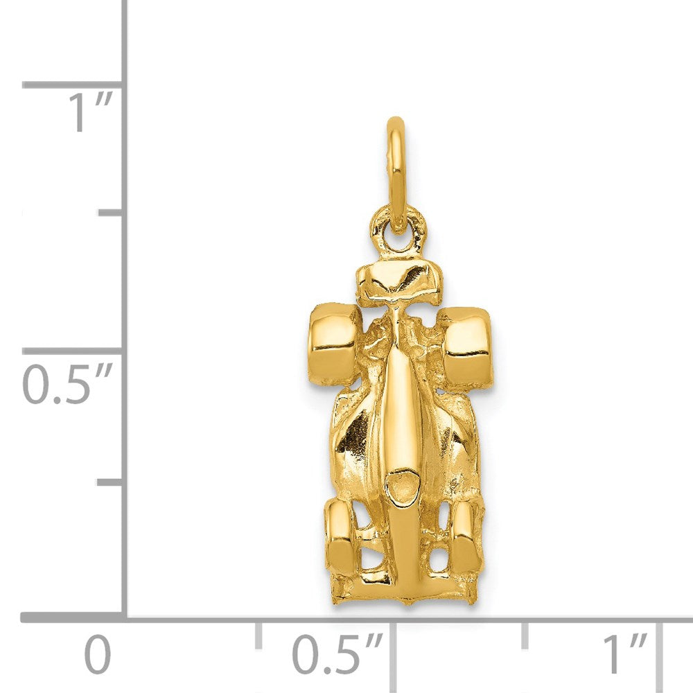 14k Yellow Gold 10 mm 3-D Race Car Charm (1.82 grams)