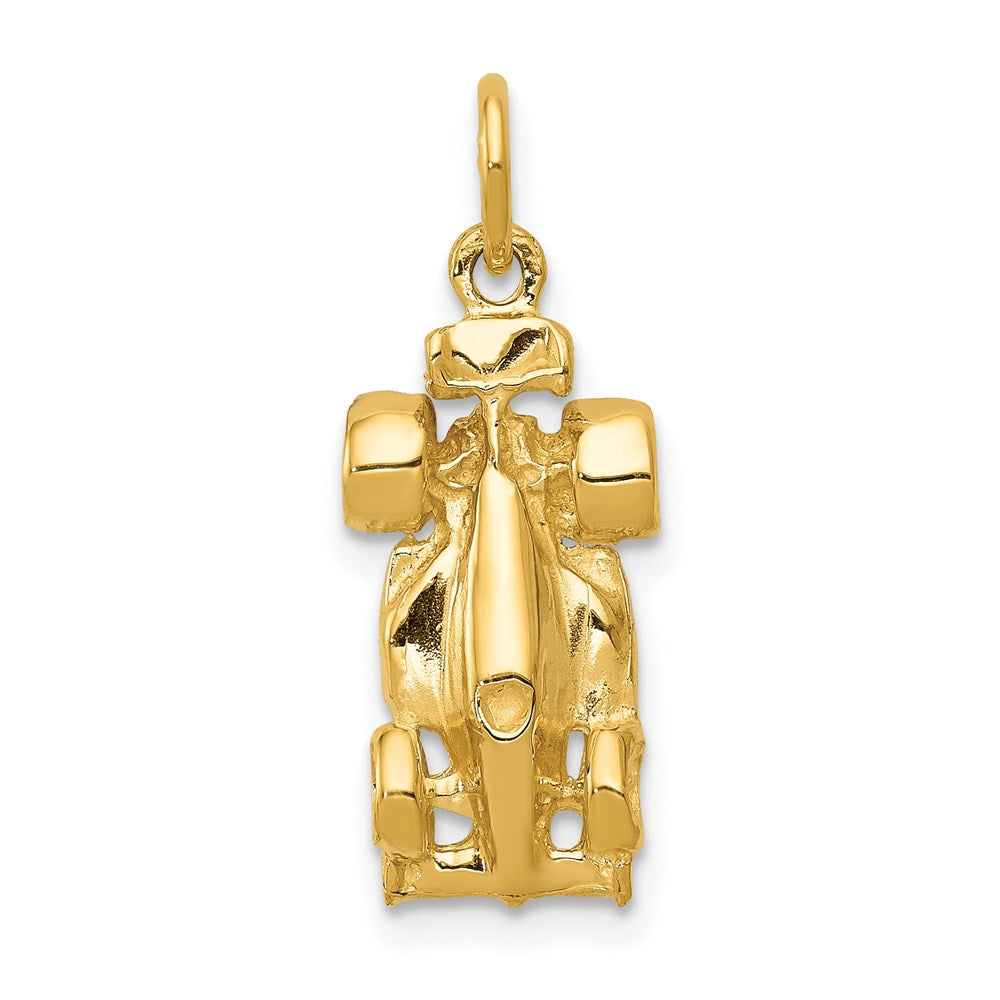 14k Yellow Gold 10 mm 3-D Race Car Charm (1.82 grams)
