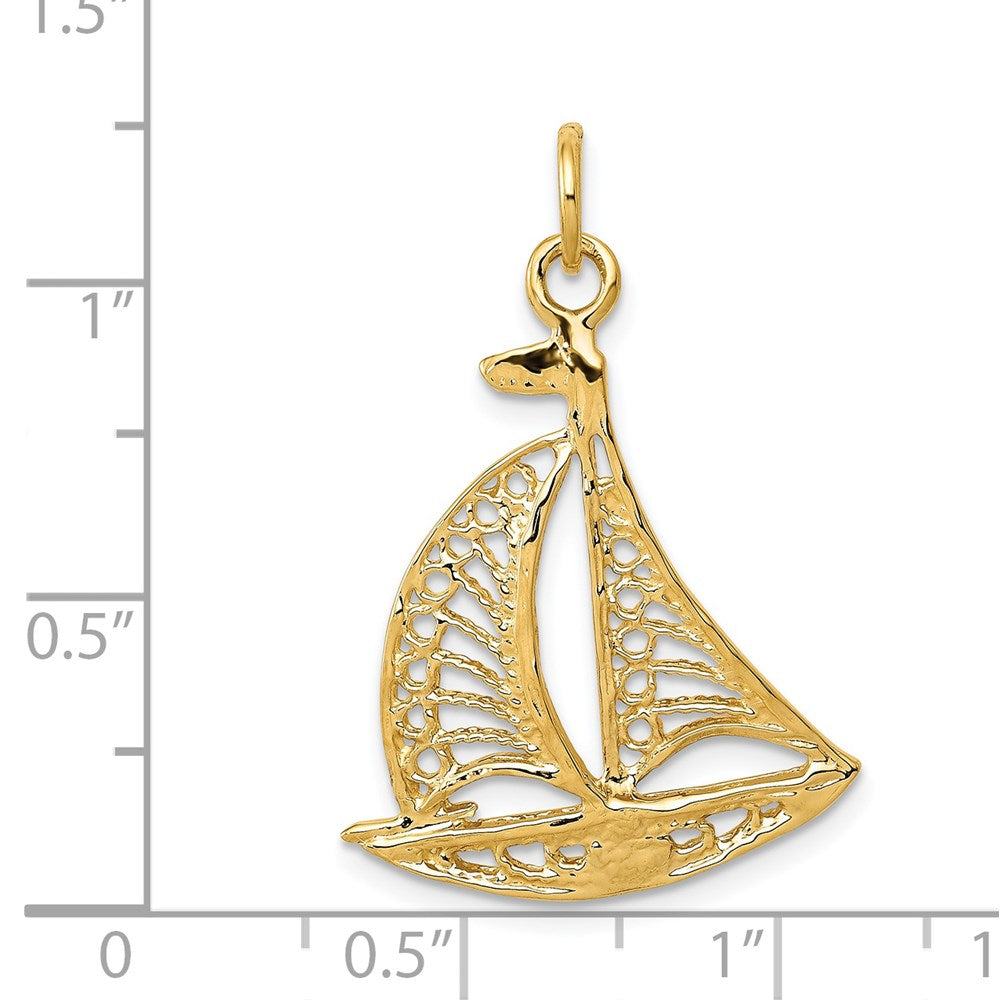 14k Yellow Gold 20 mm Sailboat Charm (1.3 grams)