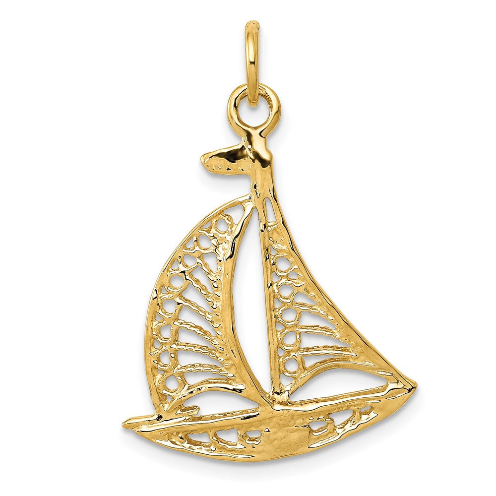 14k Yellow Gold 20 mm Sailboat Charm (1.3 grams)