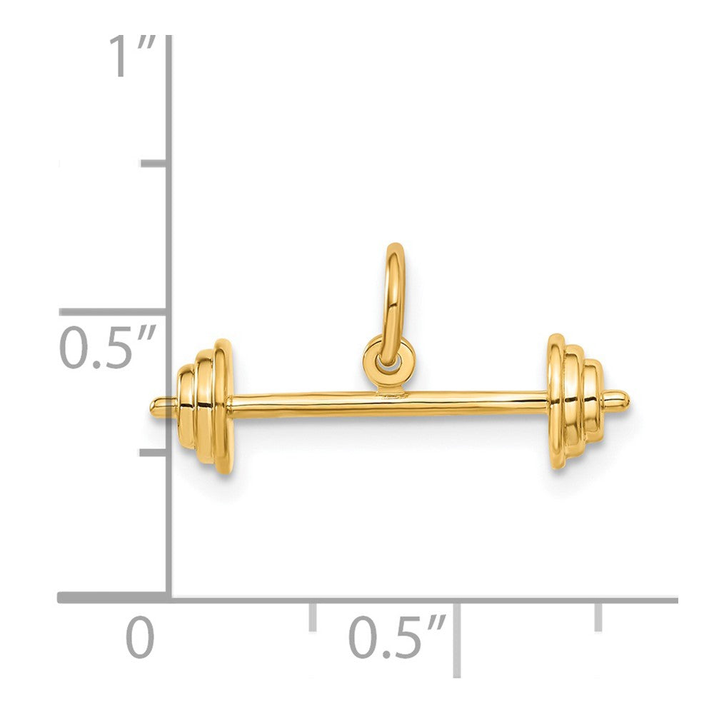 14k Yellow Gold 22 mm 3D Barbell Charm (1.62 grams)