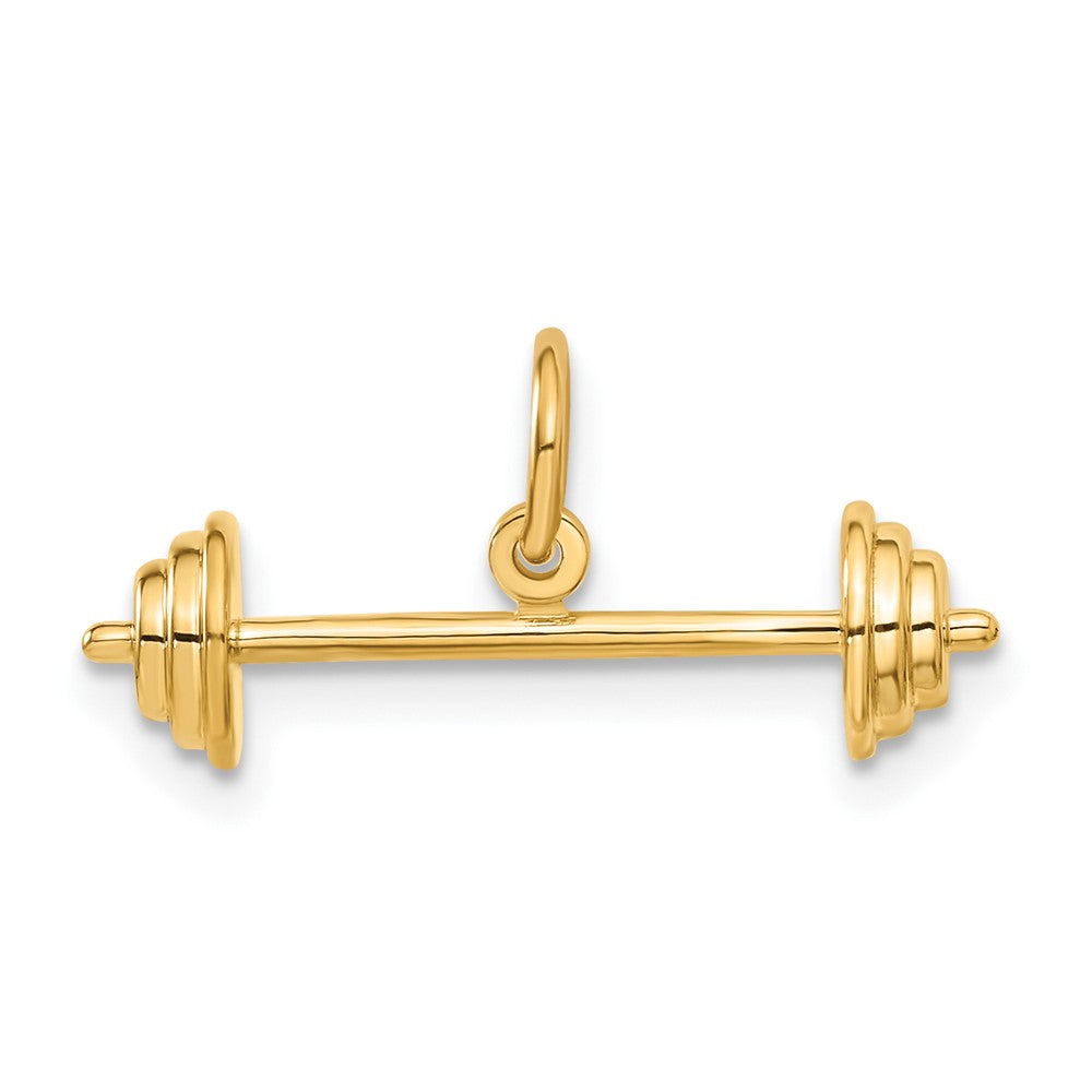 14k Yellow Gold 22 mm 3D Barbell Charm (1.62 grams)