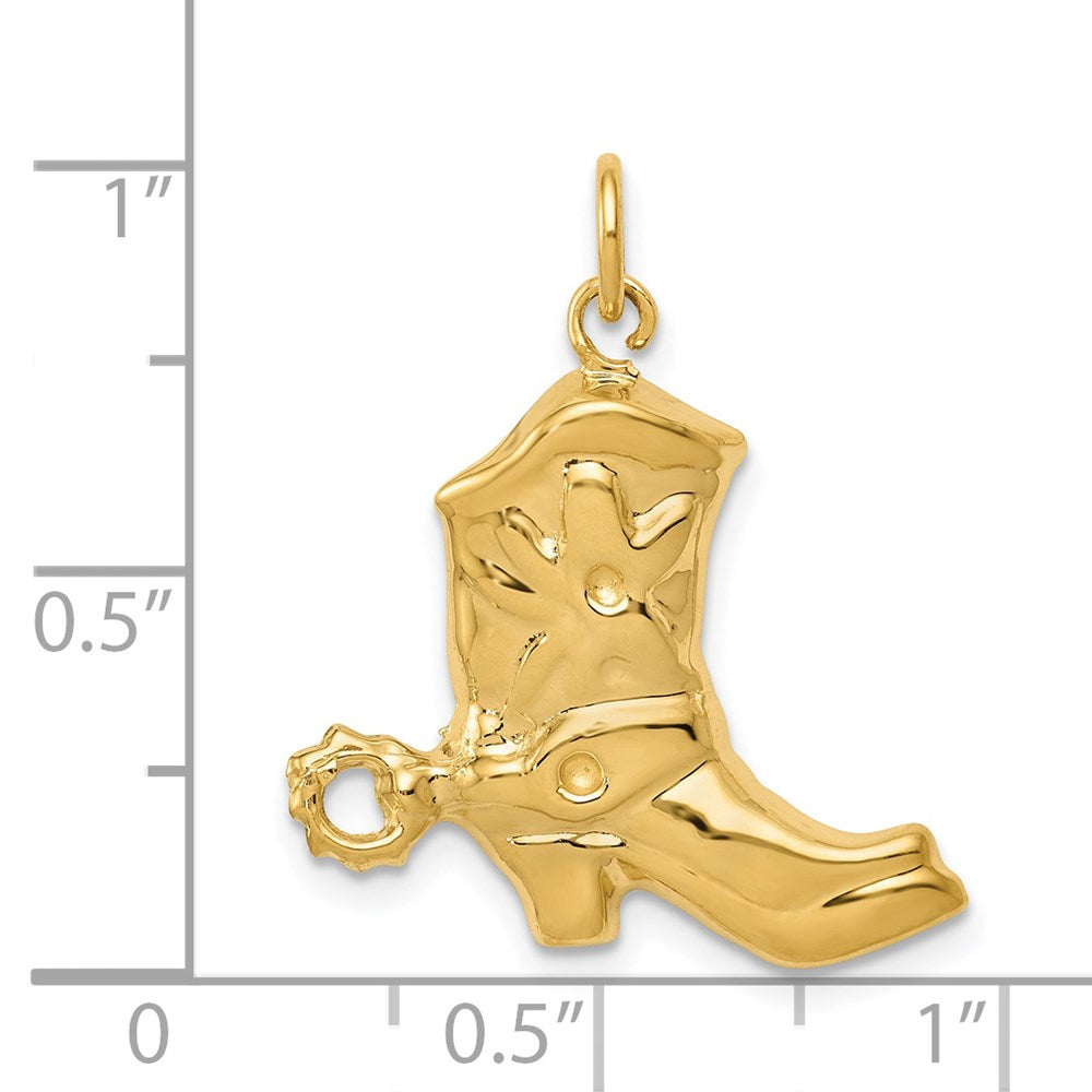 14k Yellow Gold 21.5 mm Boot Charm (2.02 grams)