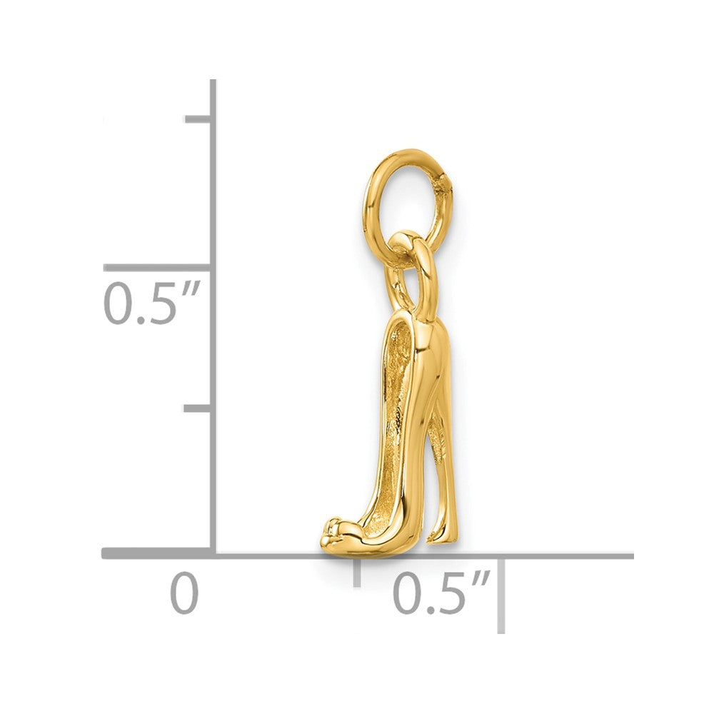 14k Yellow Gold 9 mm 3D High heel shoe Charm (0.87 grams)
