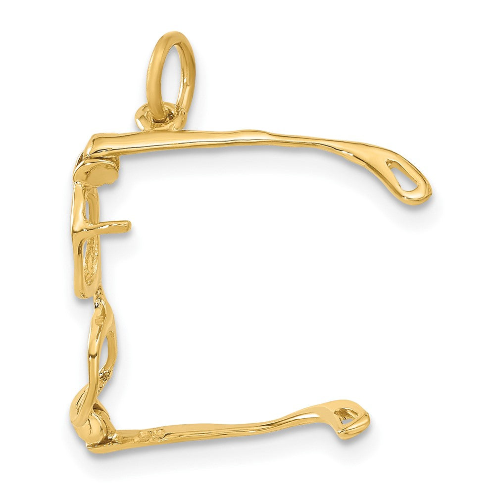 14k Yellow Gold 20 mm Moveable Glasses Charm (0.85 grams)