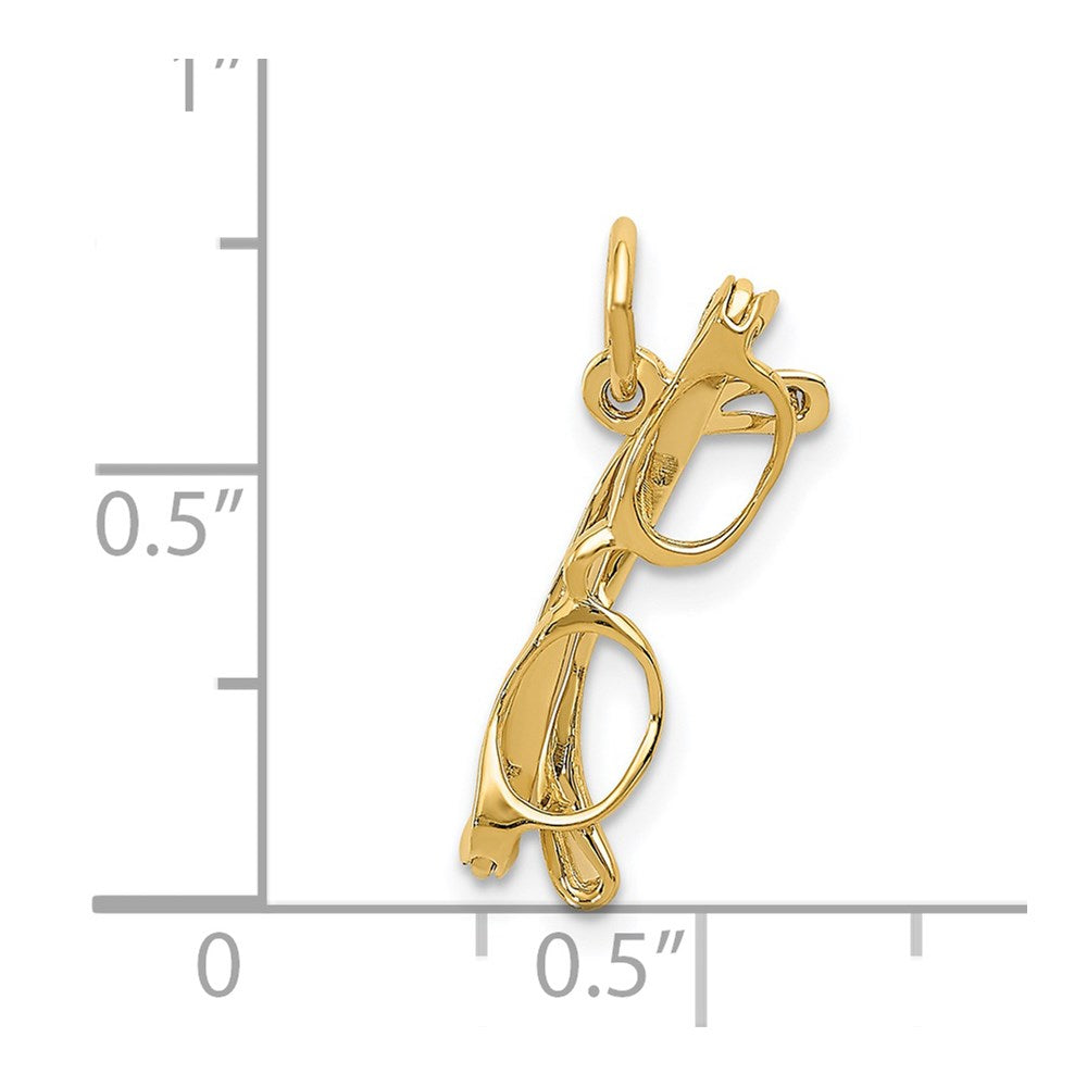 14k Yellow Gold 20 mm Moveable Glasses Charm (0.85 grams)
