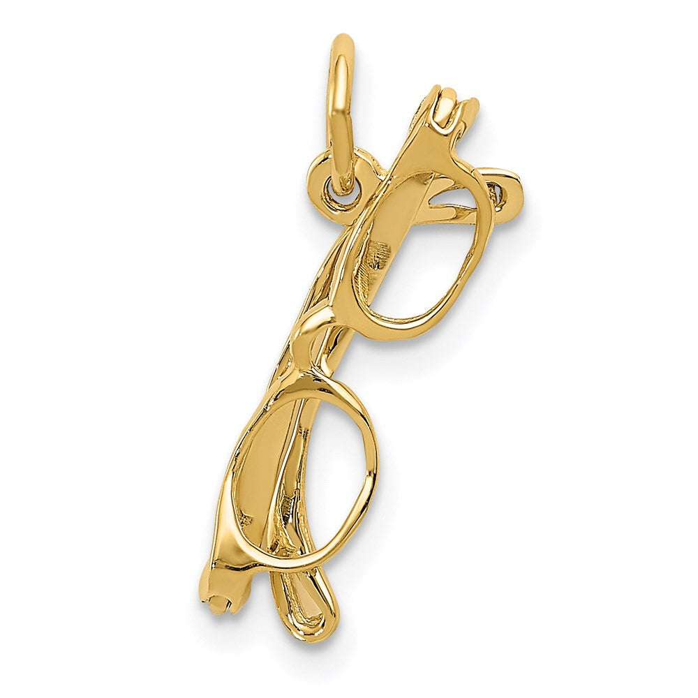 14k Yellow Gold 20 mm Moveable Glasses Charm (0.85 grams)
