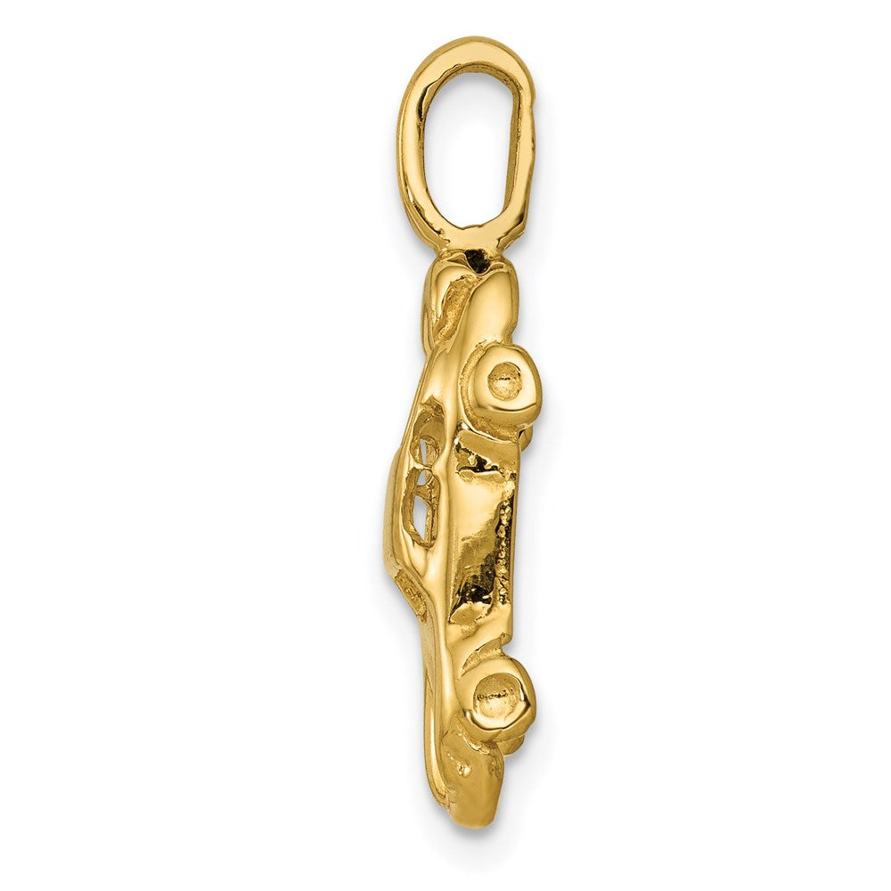 14k Yellow Gold 10 mm 3D Sports Car Charm (1.8 grams)