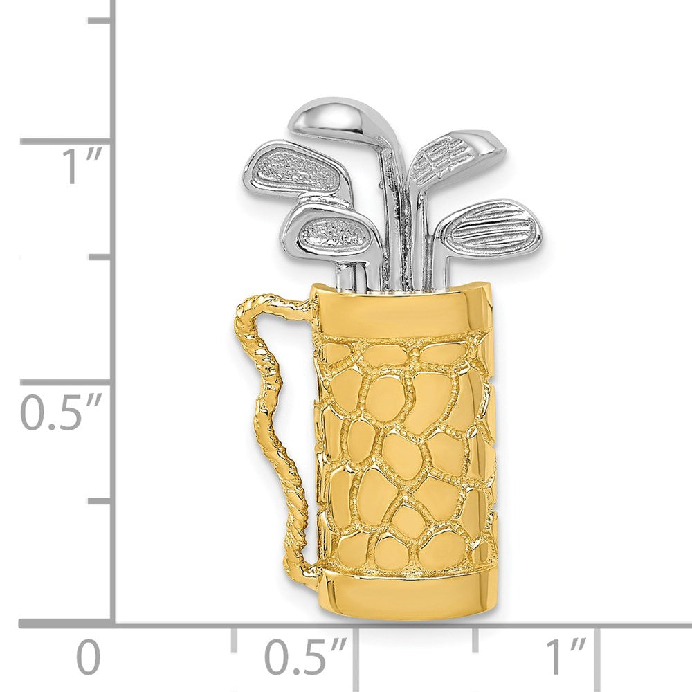 14k Two-tone 16 mm Golf Bag with Clubs Pendant (3.89 grams)