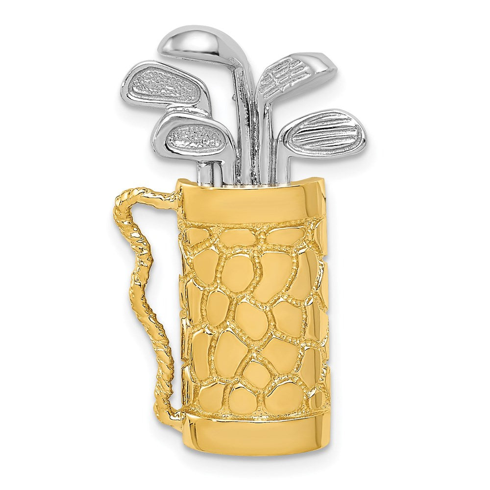 14k Two-tone 16 mm Golf Bag with Clubs Pendant (3.89 grams)