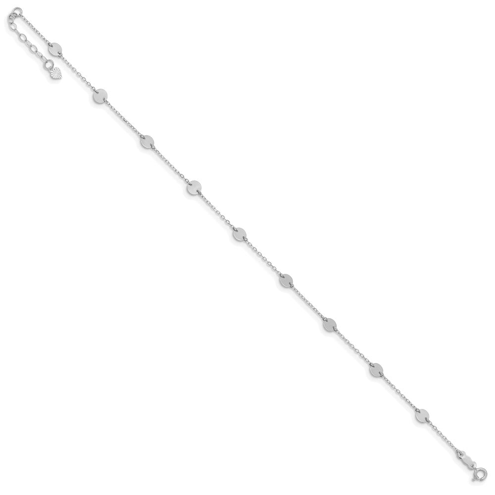 14k White Gold 4.75 mm Polished Disc 9in Plus 1in ext. Anklet (1.5 grams)