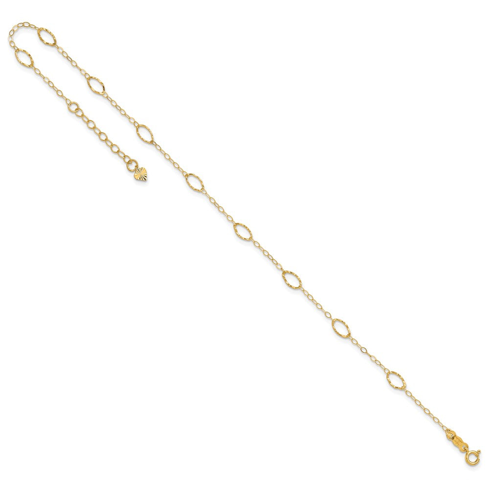 14k Yellow Gold 1 mm 4k Oval Shapes in Plus in ext Anklet (0.88 grams)