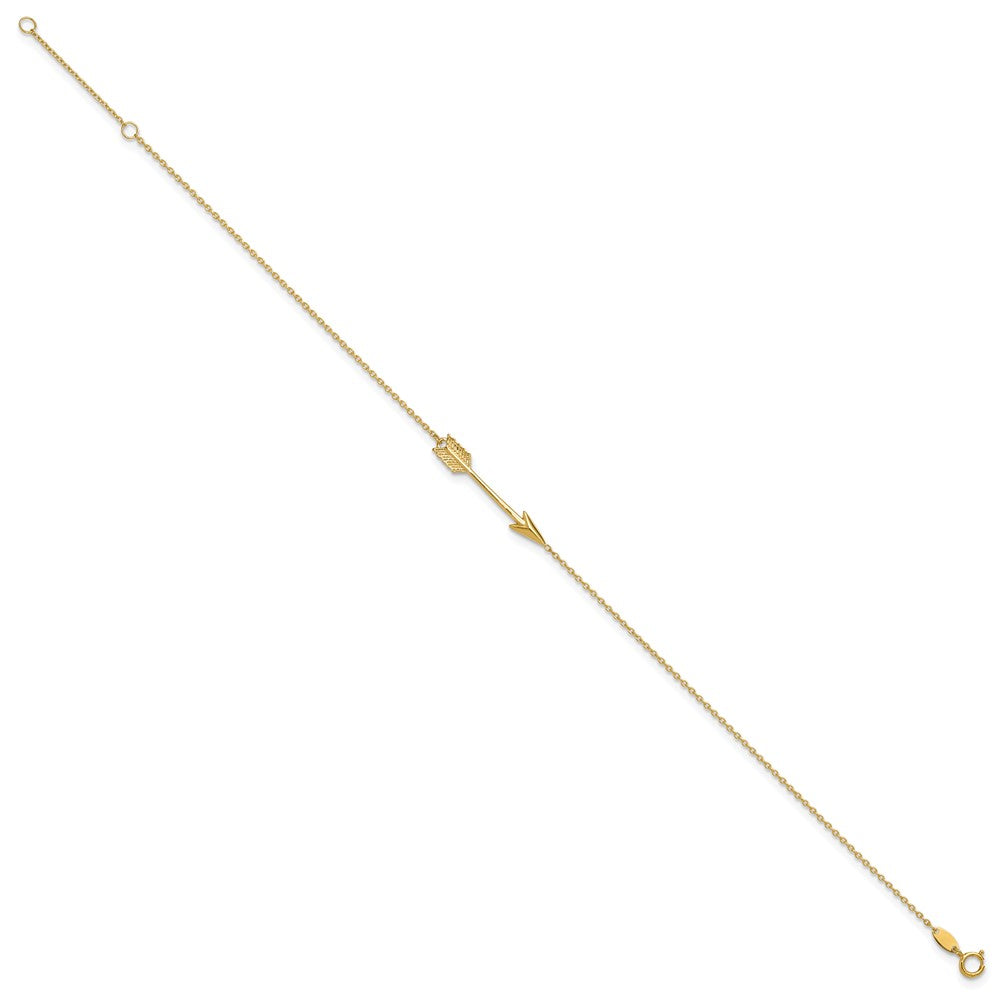 14k Yellow Gold 1 mm 4K Polished Arrow in Plus in ext. Anklet (1.45 grams)