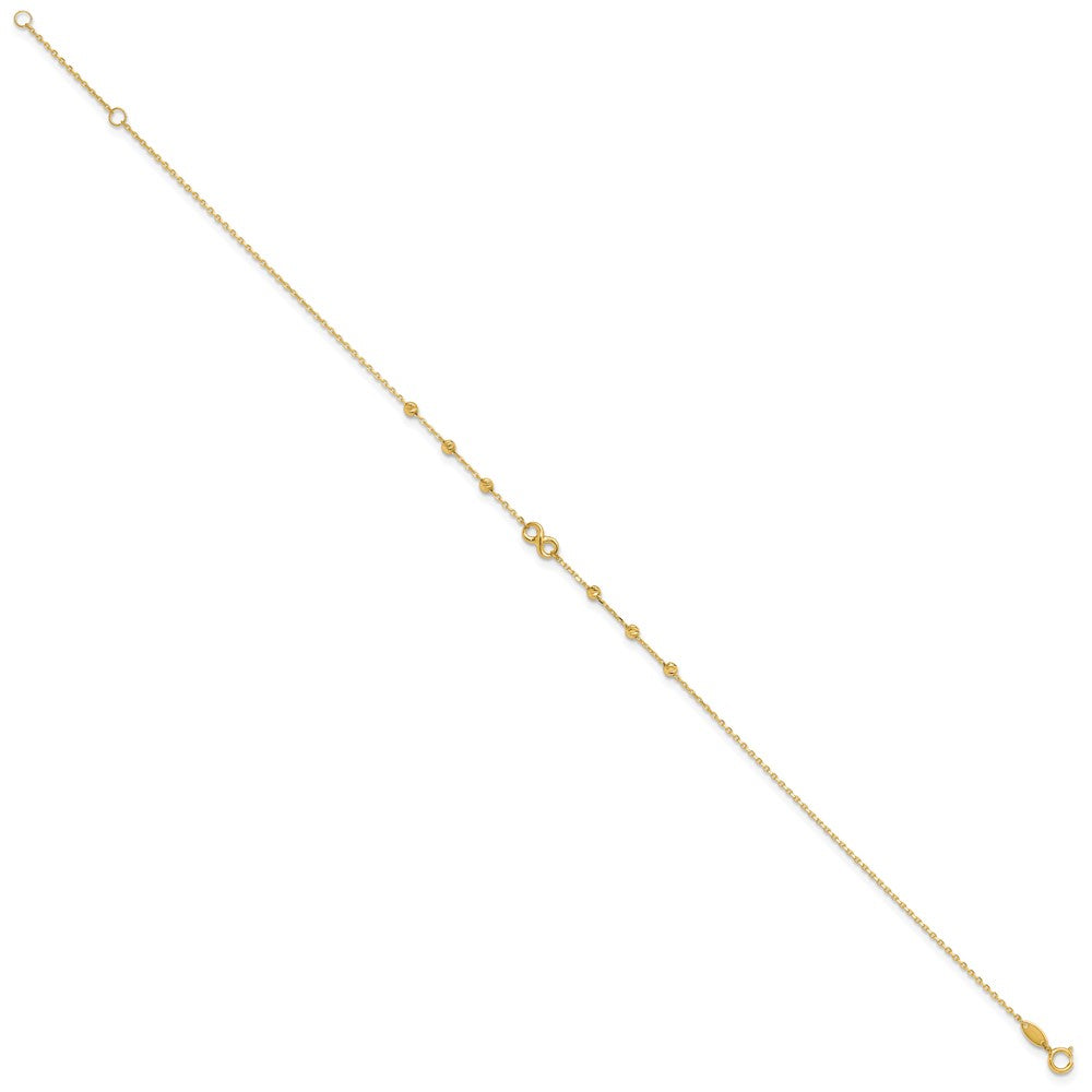 14k Yellow Gold 3.98 mm Infinity Symbol in Plus 1in ext. Anklet (1.19 grams)