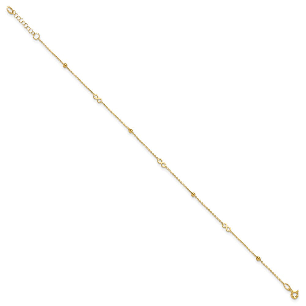 14k Yellow Gold 0.75 mm Polished Infinity in Plus 1in ext Anklet (1.22 grams)