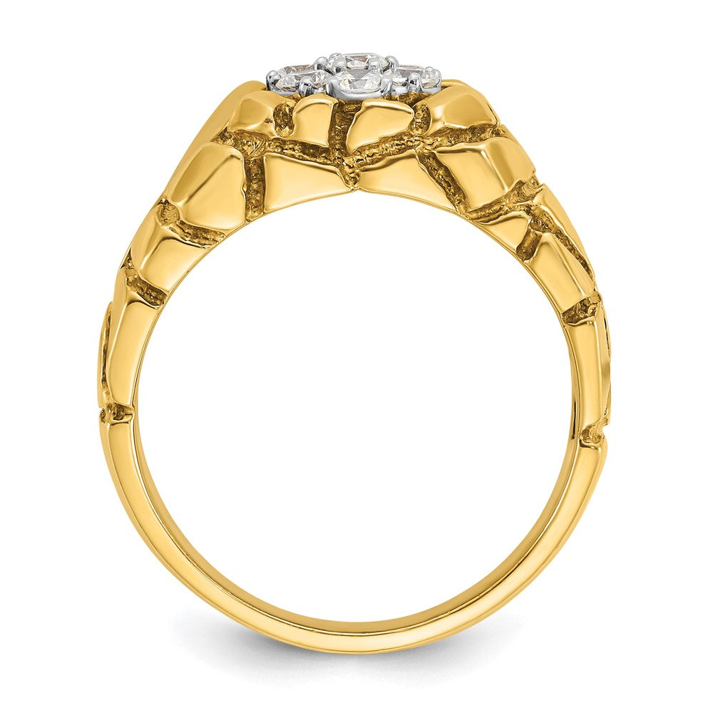IBGoodman 14k Two-tone Men's Polished and Nugget Textured Round Cluster Ring Mounting (10.36 grams)