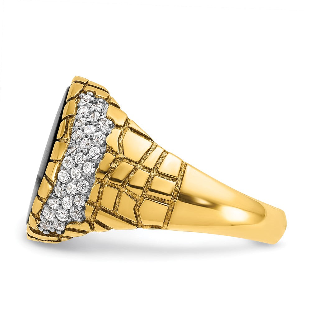 14k IBGoodman Men's Onyx and 7/8 carat Diamond Nugget Complete Ring (7.7 grams)