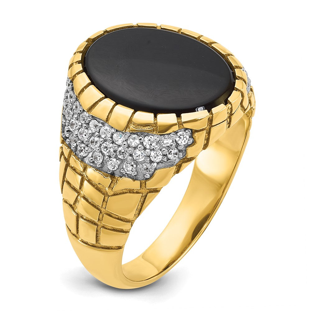 14k IBGoodman Men's Onyx and 7/8 carat Diamond Nugget Complete Ring (7.7 grams)