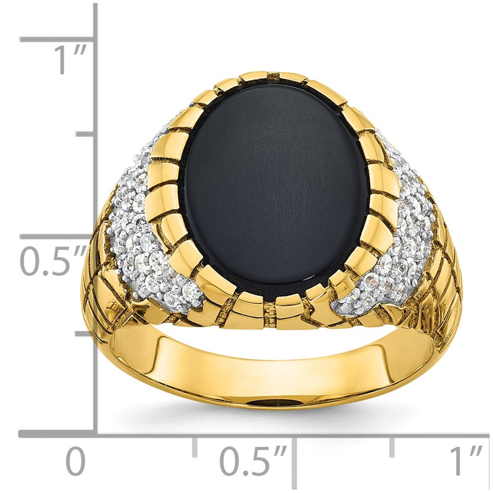 14k IBGoodman Men's Onyx and 7/8 carat Diamond Nugget Complete Ring (7.7 grams)