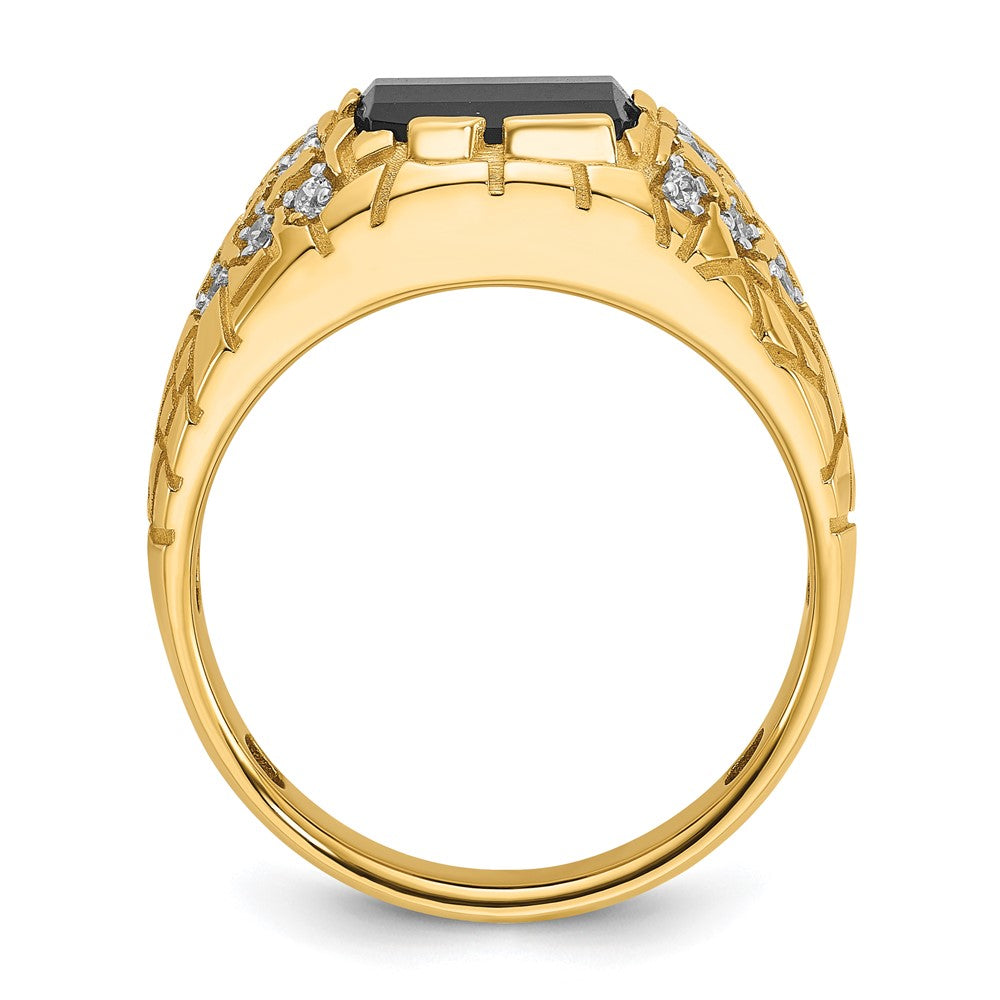 14k IBGoodman Men's Onyx and 1/4 carat Diamond Nugget Complete Ring (7.32 grams)