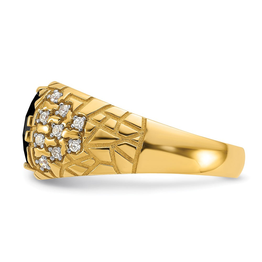 14k IBGoodman Men's Onyx and 1/4 carat Diamond Nugget Complete Ring (7.32 grams)