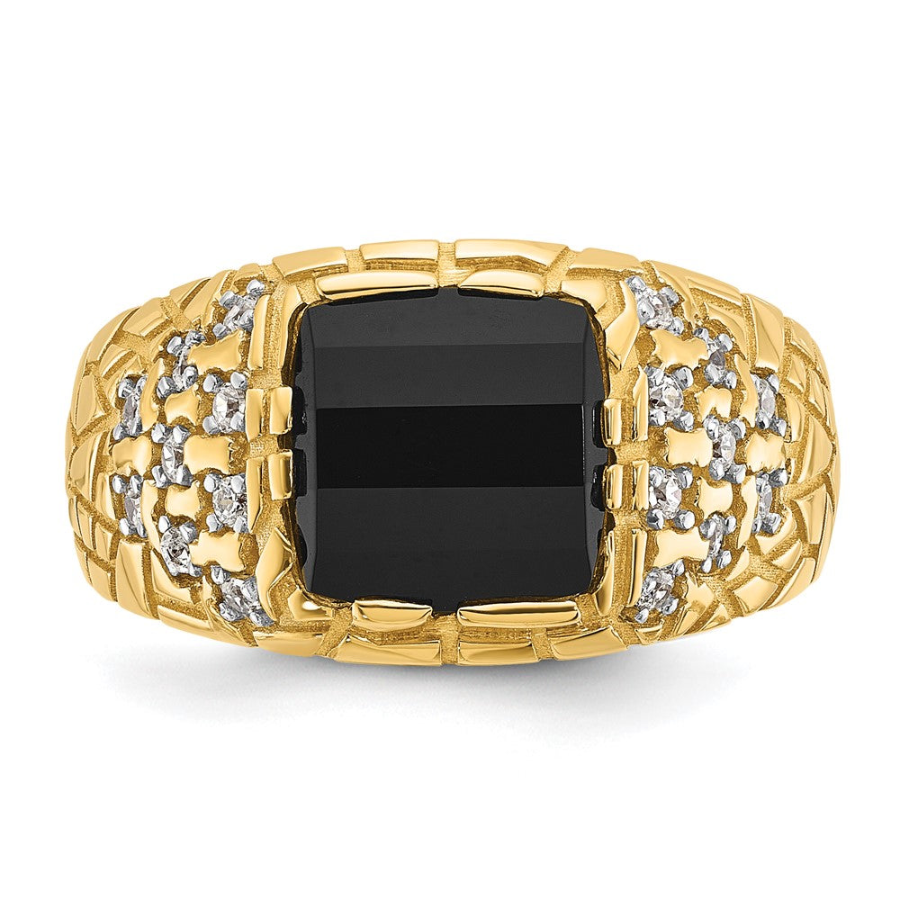 14k IBGoodman Men's Onyx and 1/4 carat Diamond Nugget Complete Ring (7.32 grams)