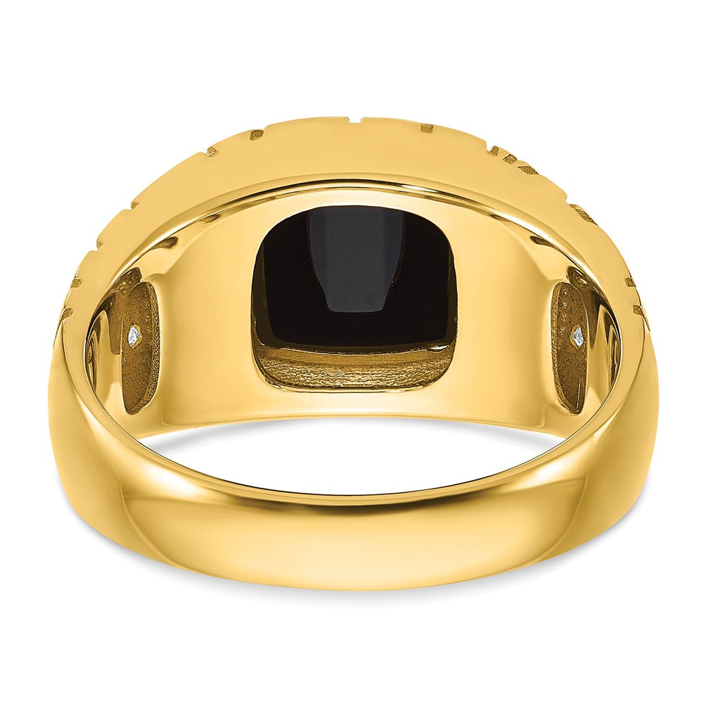 14k IBGoodman Men's Onyx and 1/4 carat Diamond Nugget Complete Ring (7.32 grams)