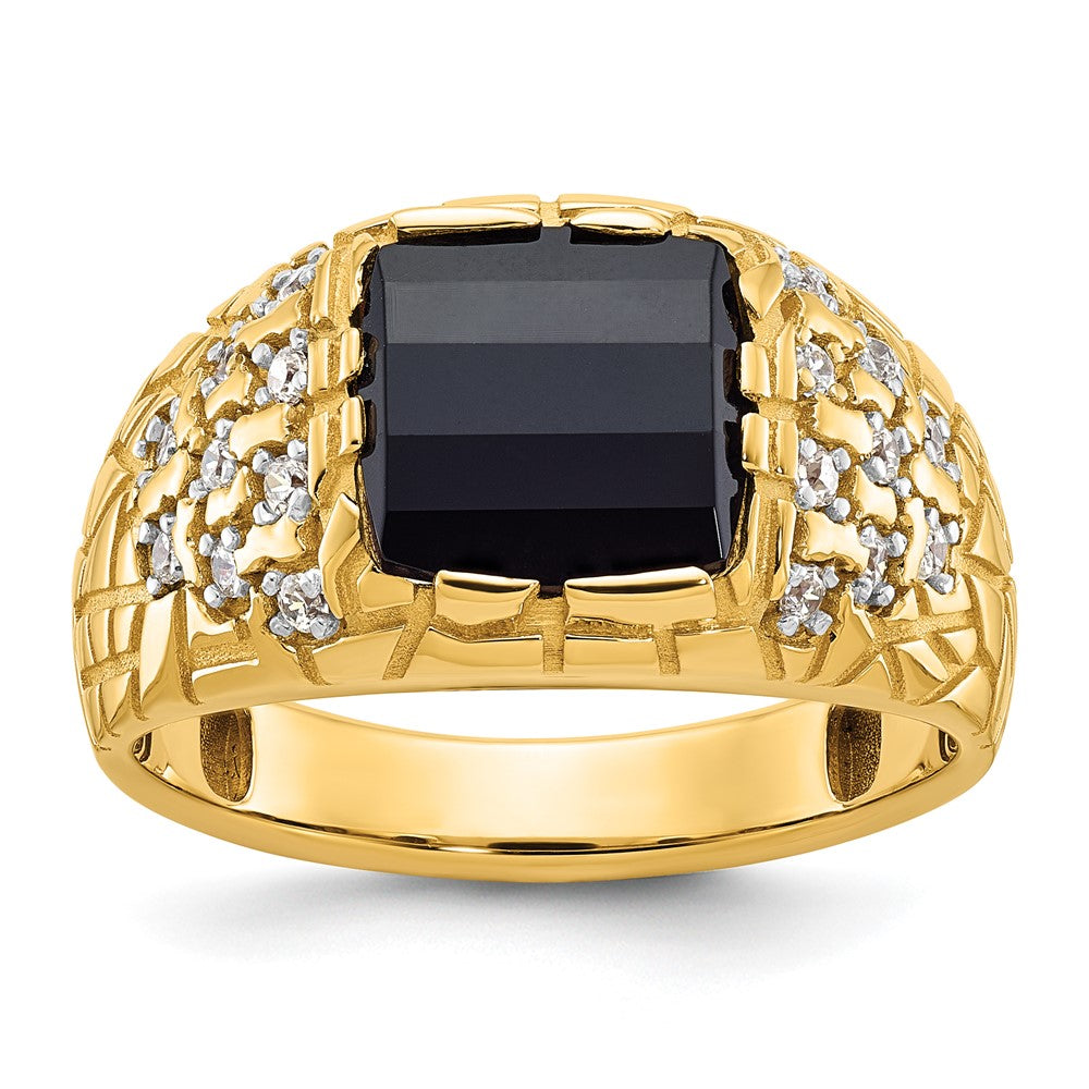 IBGoodman 14k 1/4 carat Lab Grown Diamond VS/SI+ G+ and Onyx Complete Nugget Men's Ring (7.32 grams)