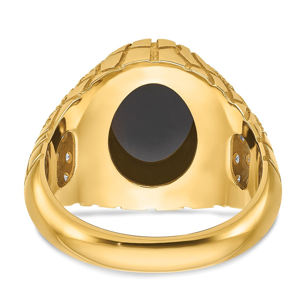 14k IBGoodman Men's Onyx and 1/2 carat Diamond Nugget Complete Ring (7.51 grams)