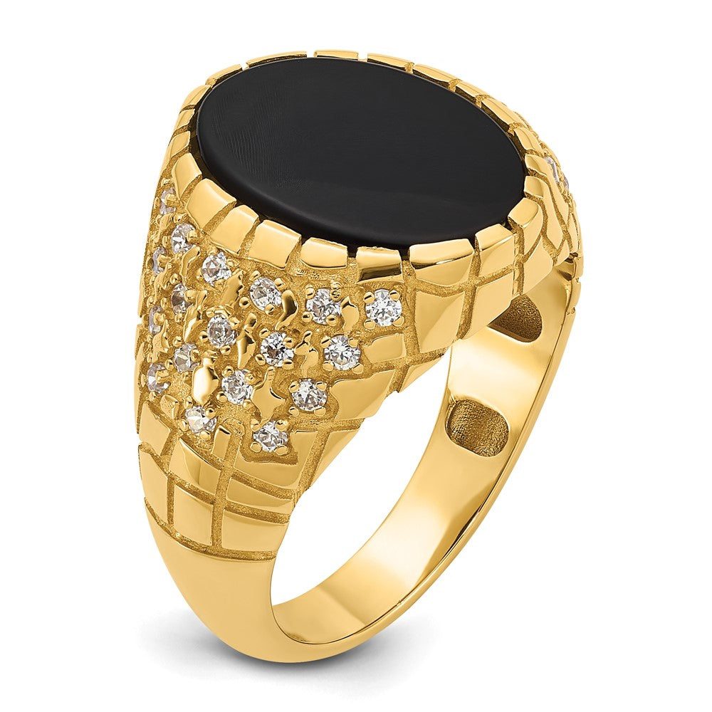 14k IBGoodman Men's Onyx and 1/2 carat Diamond Nugget Complete Ring (7.51 grams)
