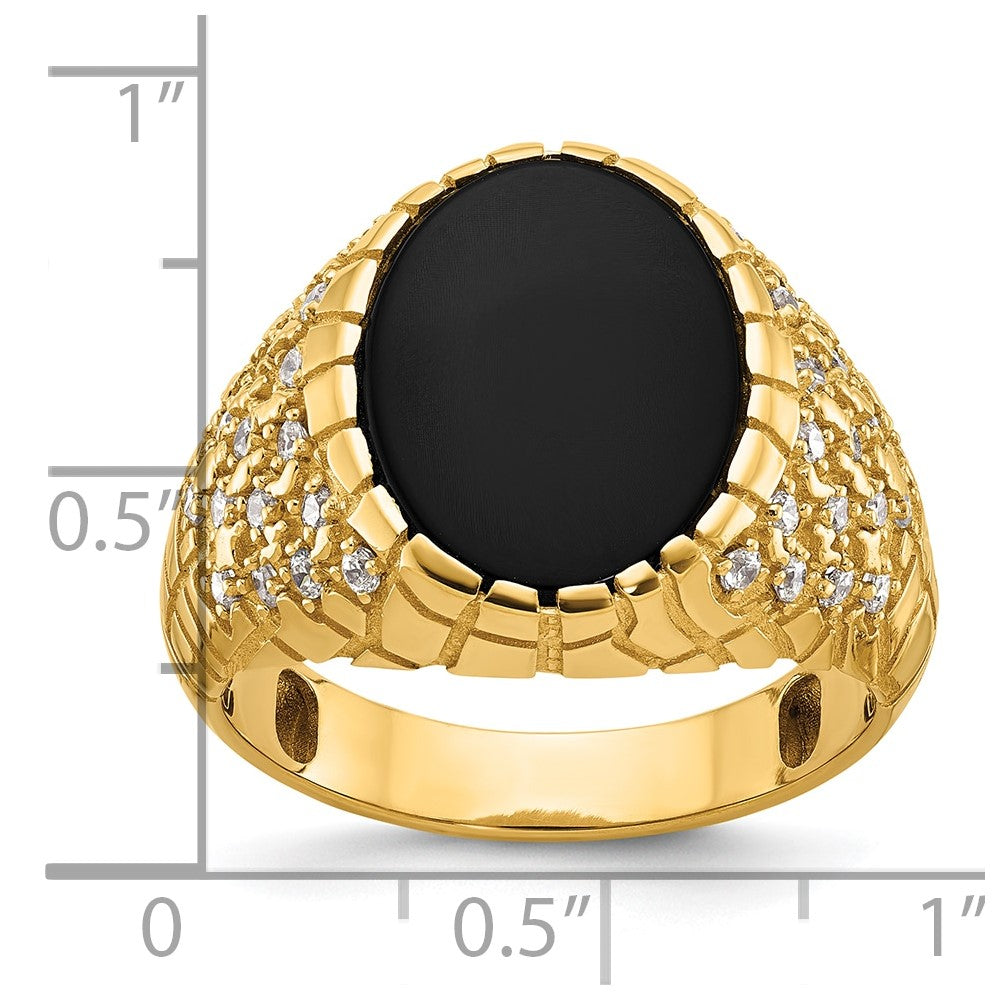 14k IBGoodman Men's Onyx and 1/2 carat Diamond Nugget Complete Ring (7.51 grams)