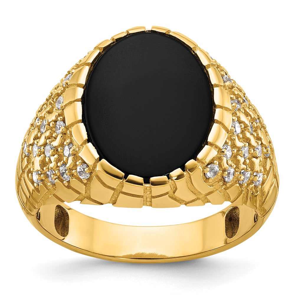 14k IBGoodman Men's Onyx and 1/2 carat Diamond Nugget Complete Ring (7.51 grams)