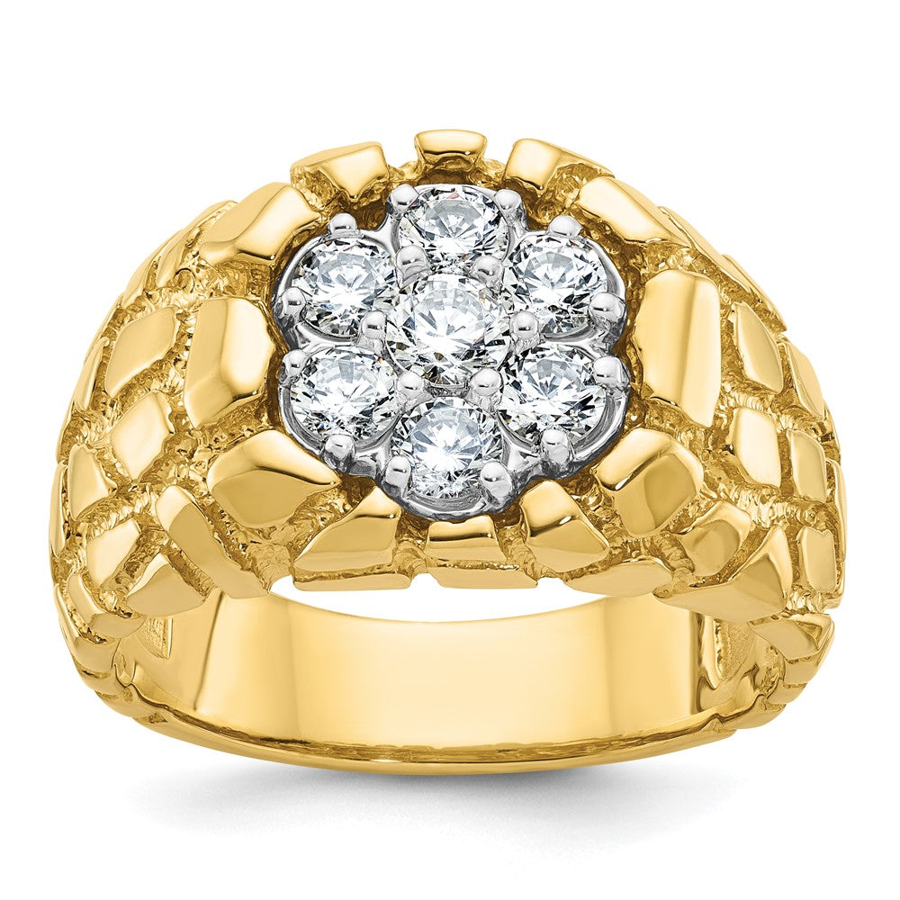 14k IBGoodman Men's Two-tone Men's 1 carat Diamond Nugget Cluster Complete Ring (12.83 grams)