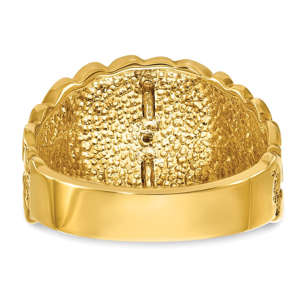 IBGoodman 10k Two-tone Men's Polished and Nugget Textured Blue Lodge Master Masonic Ring Mounting (8.89 grams)