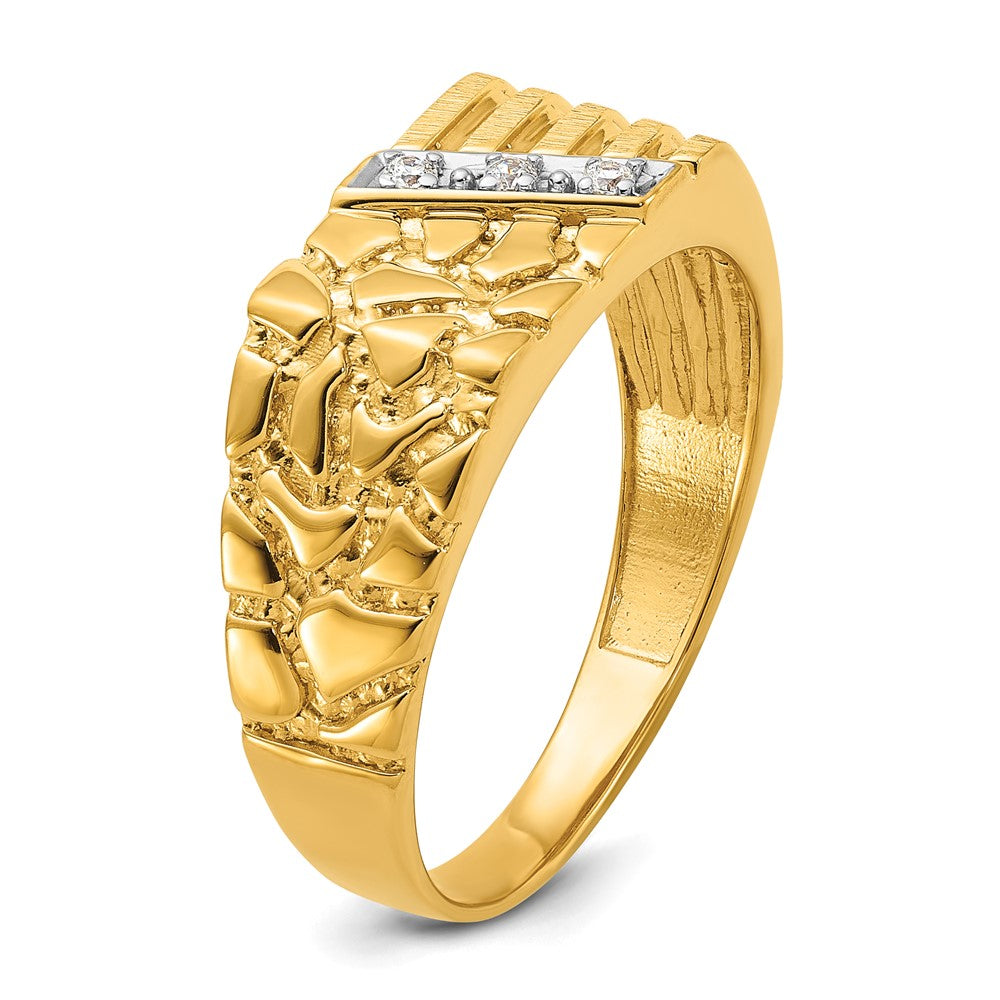 IBGoodman 14k .02 carat Lab Grown Diamond VS/SI+ G+ Complete Textured Men's Nugget Ring (5.32 grams)