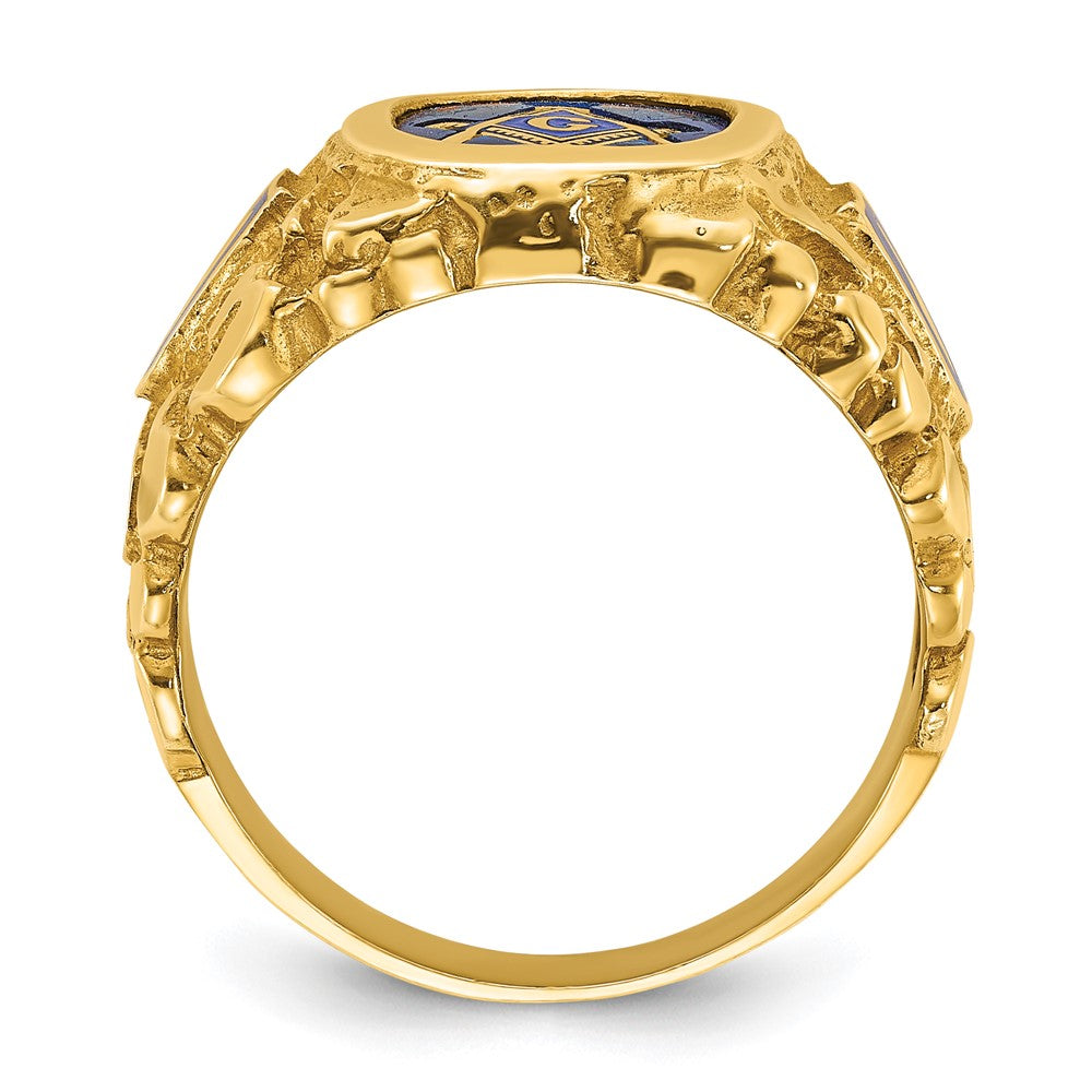 IBGoodman 14k Men's Polished and Nugget Textured Blue Lodge Master Masonic Ring Mounting (8.22 grams)