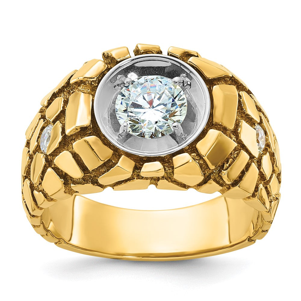 10K Two-tone IBGoodman Nugget Solitaire Diamond Men's Ring (14.83 grams)