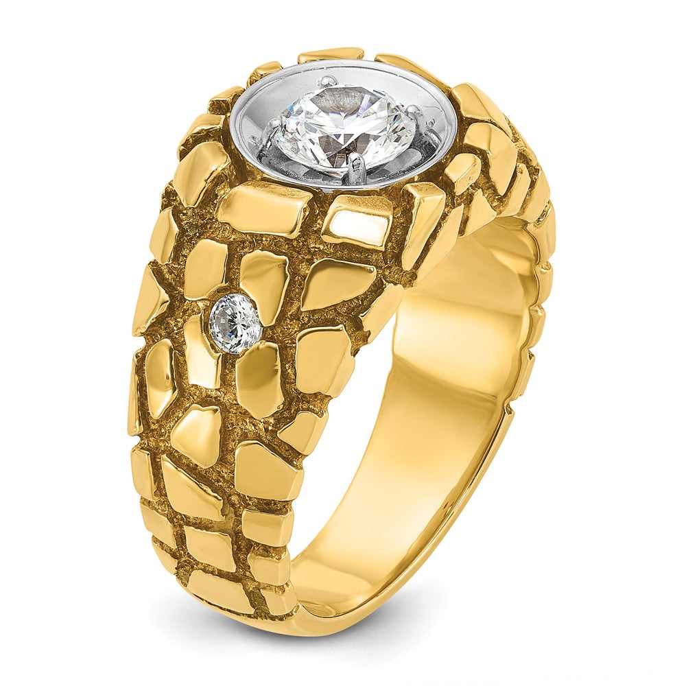 IBGoodman 14k Two Tone 1 carat Lab Grown Diamond VS/SI+ G+ Complete Men's Nugget Ring (16.77 grams)