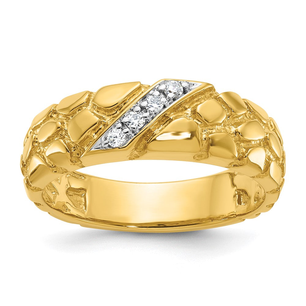 14k IBGoodman Men's 1/15 carat Diamond Nugget Complete Ring (6.65 grams)