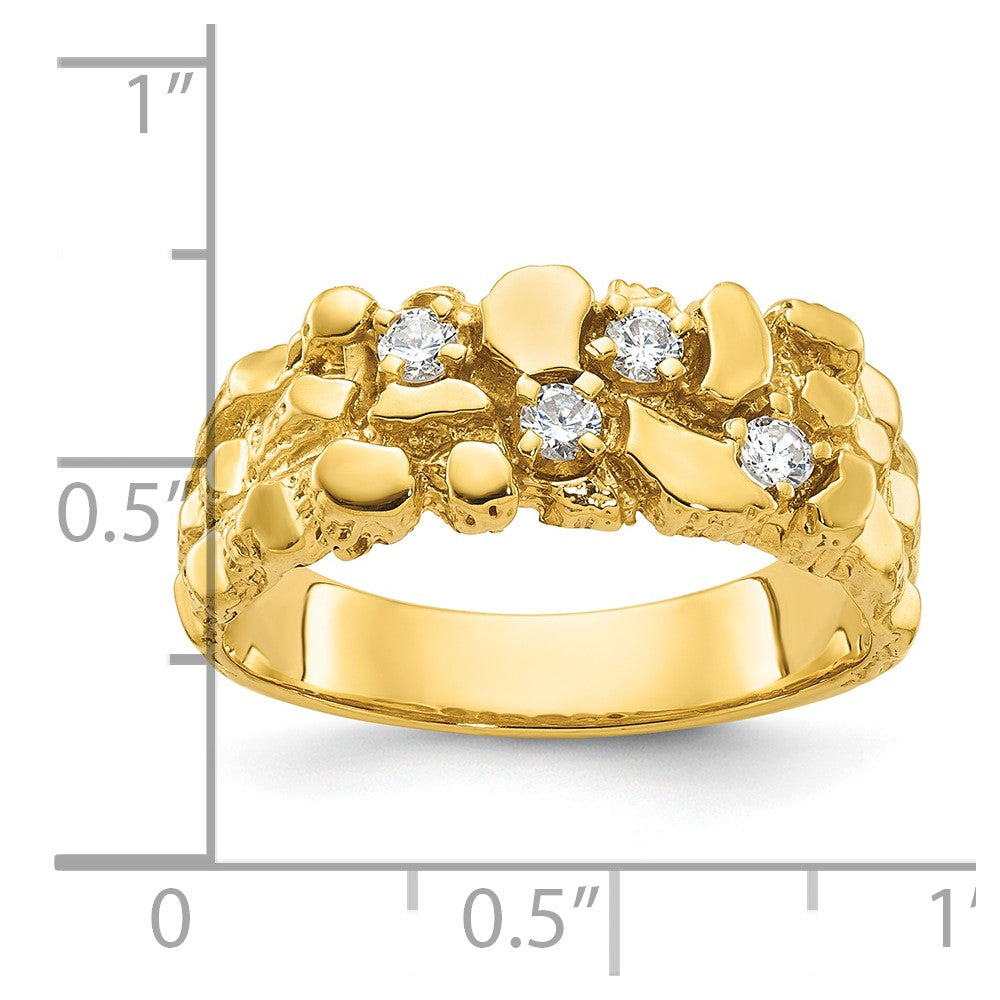 IBGoodman 10k Men's Polished Nugget Texture 1/4 Carat A Quality Diamond Ring (6.55 grams)