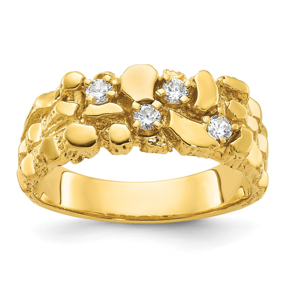 IBGoodman 10k Men's Polished Nugget Texture 1/4 Carat A Quality Diamond Ring (6.55 grams)