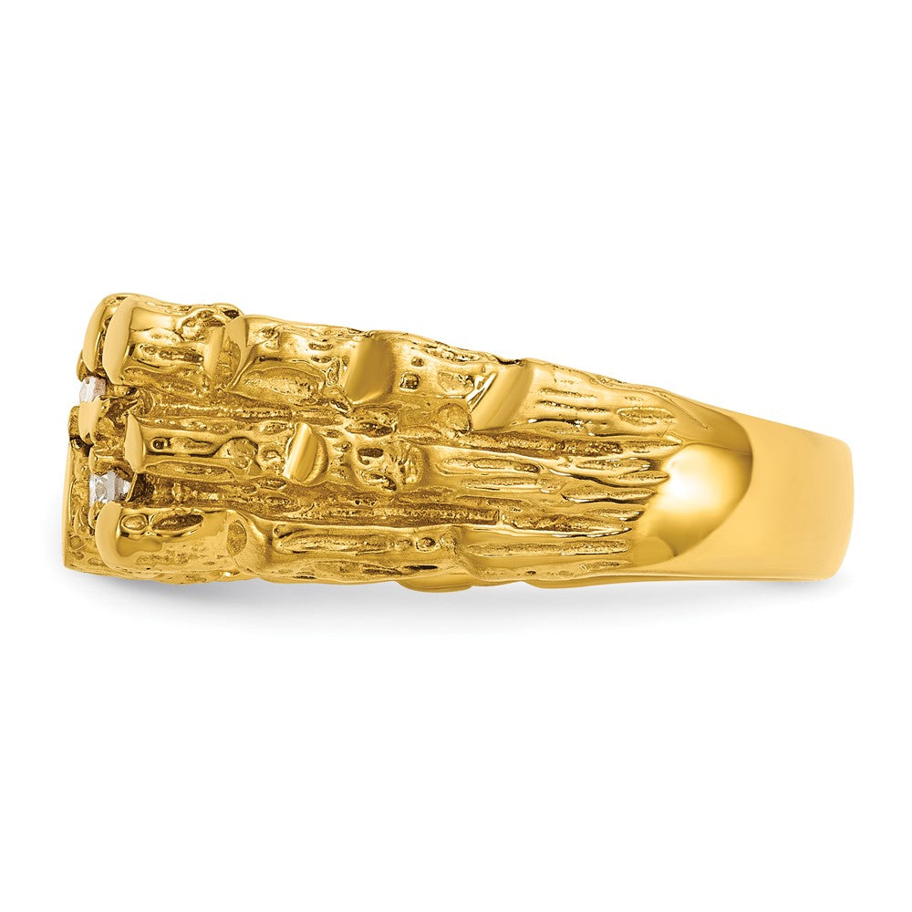 IBGoodman 14k Men's Polished Nugget Texture 1/4 Carat AA Quality Diamond Ring (7.39 grams)