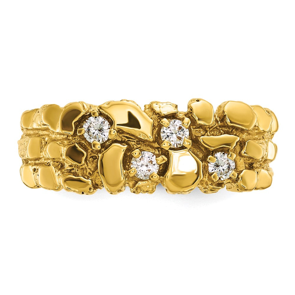 IBGoodman 14k Men's Polished Nugget Texture 1/4 Carat AA Quality Diamond Ring (7.39 grams)