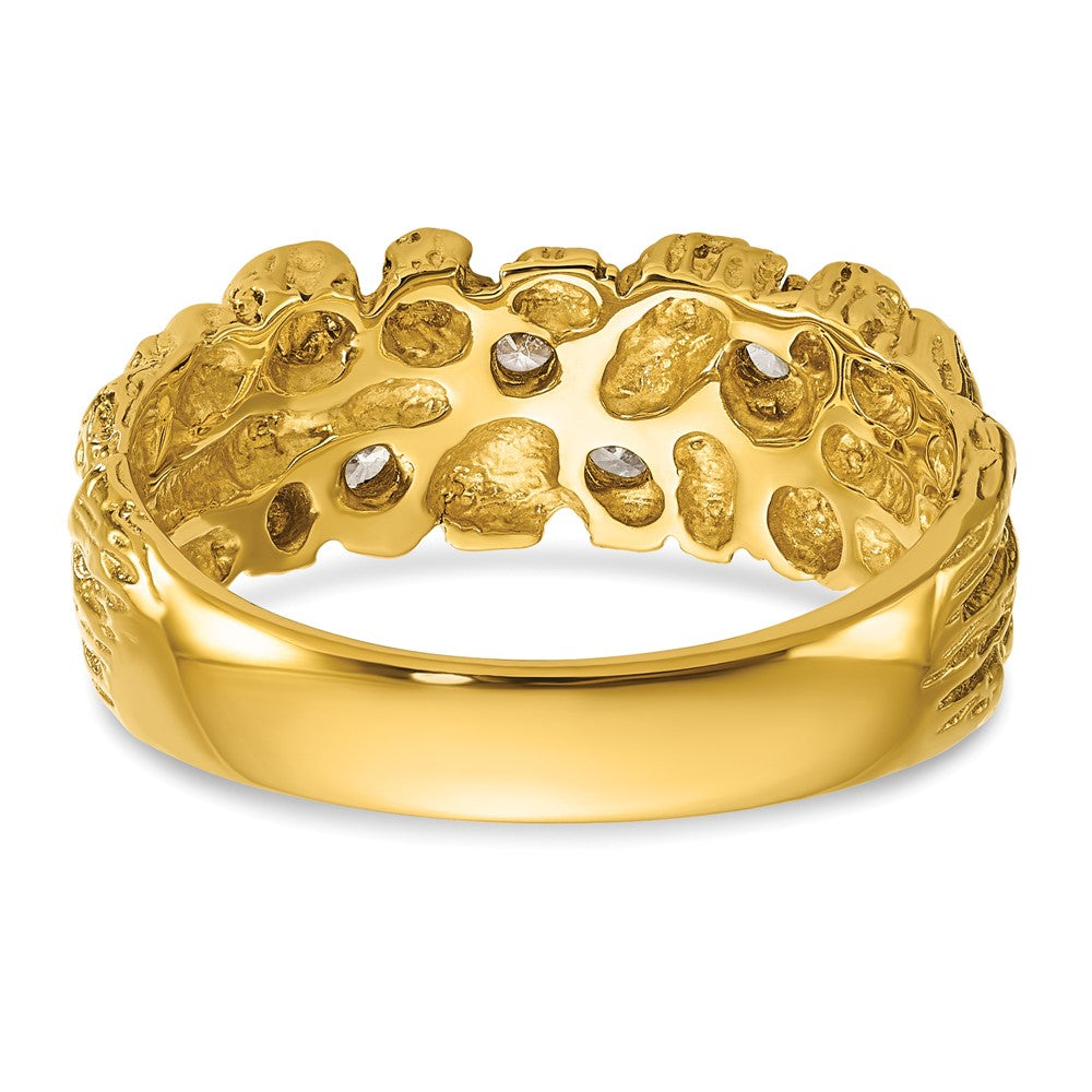 IBGoodman 14k Men's Polished Nugget Texture 1/4 Carat AA Quality Diamond Ring (7.39 grams)