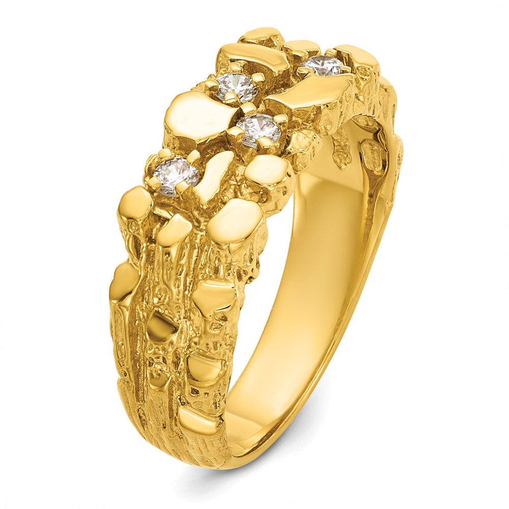 IBGoodman 14k Men's Polished Nugget Texture 1/4 Carat AA Quality Diamond Ring (7.39 grams)