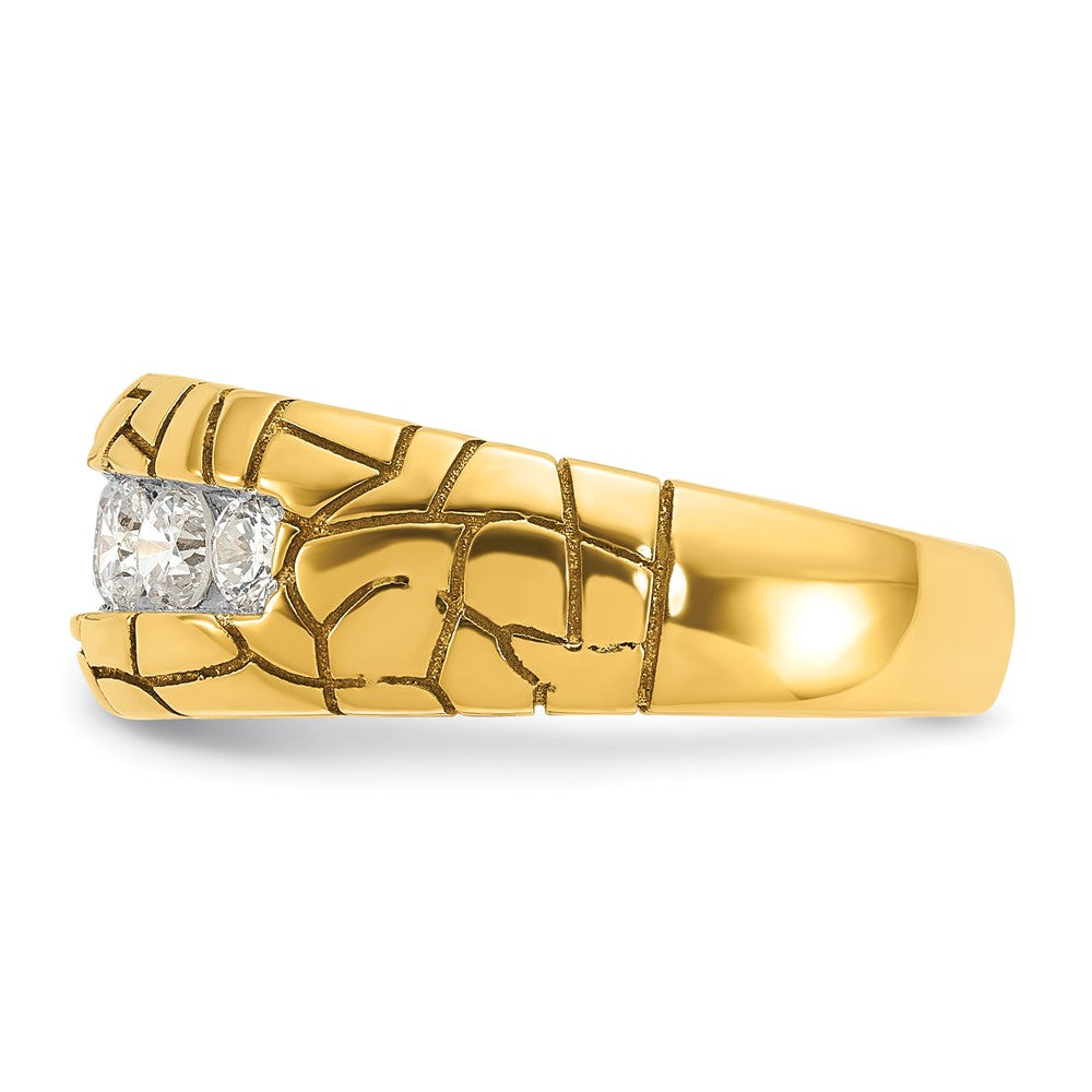 IBGoodman 14k Men's Polished and Nugget Texture 7-Stone 1 Carat AA Quality Diamond Ring (6.94 grams)