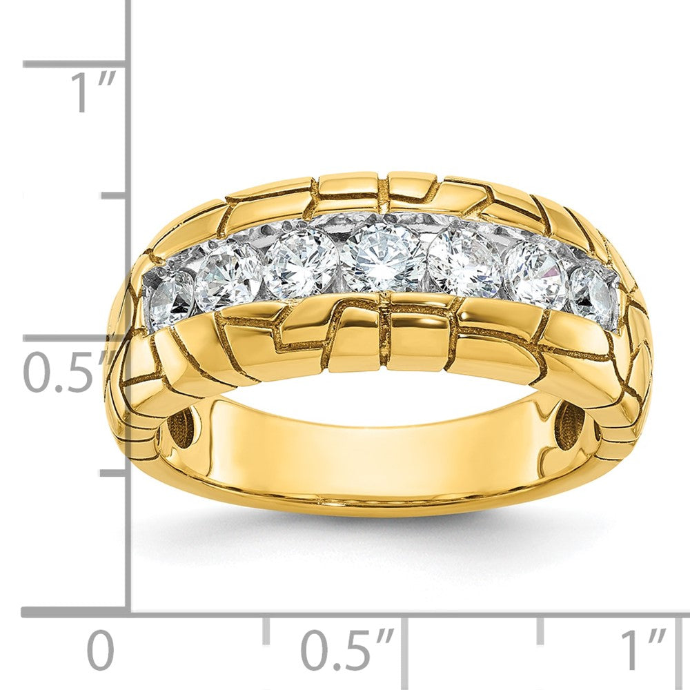 IBGoodman 14k Men's Polished and Nugget Texture 7-Stone 1 Carat AA Quality Diamond Ring (6.94 grams)
